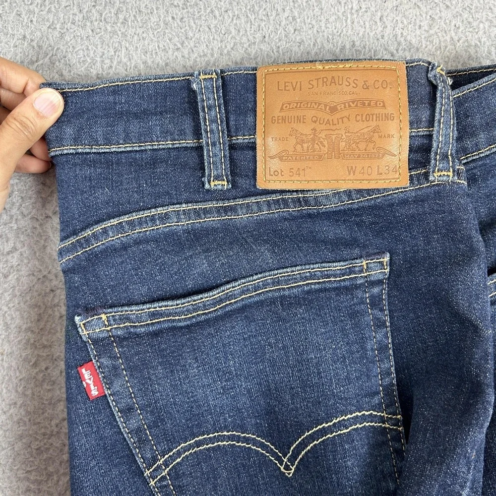 Levis 541 Jeans Mens 40x34 Blue Denim Taper Stretch Premium Big‎ E
